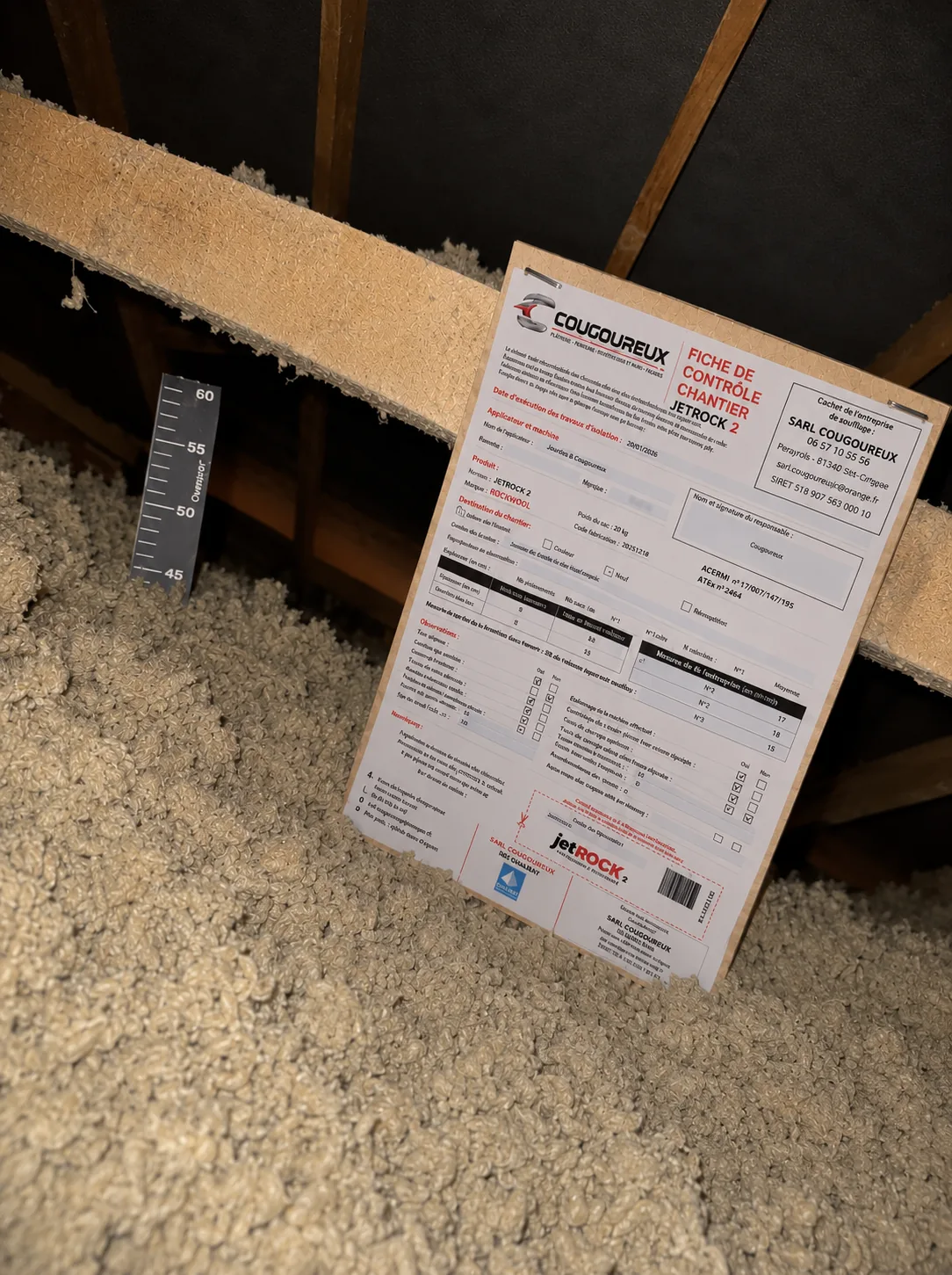 Chantier d'isolation de combles